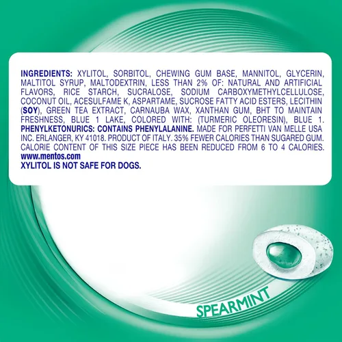 Miniatura 3 de Mentos - Goma de mascar Pure Fresh, Goma de mascar libre de azúcar, con xilitol, sabor Spearmint, botella de 50 unidades (paquete de 4 unidades)