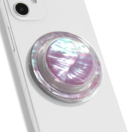 Miniatura 16 de OnTheGrip Lindo diseño de concha marina natural en forma redonda, soporte de teléfono móvil plegable para smartphone, tablet, accesorio