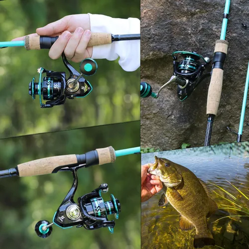 Miniatura 6 de Sougayilang Carretes giratorios ligeros ultra suaves potentes carretes de pesca rojo y azul y dorado A-azul