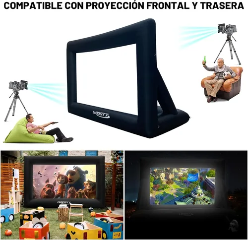 Miniatura 8 de Pantalla de Proyector Inflable, Pantalla de Película Inflable de 16 Pies para Proyector Exterior, Diseño de Una Pieza de Fácil Instalación