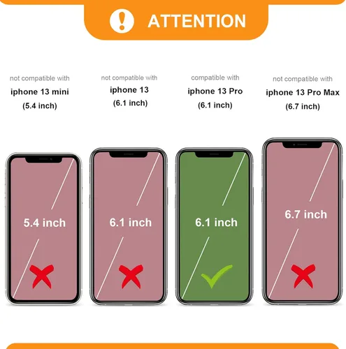 Miniatura 2 de Bocasal Funda tipo cartera cruzada para iPhone 13 Pro, con bloqueo RFID, de piel sintética, con cremallera, funda tipo cartera con función atril