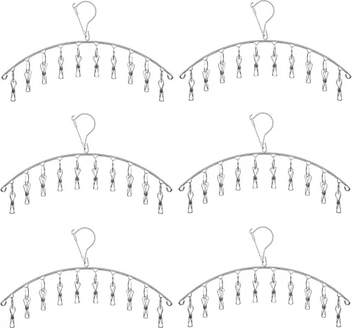 Miniatura 4 de Paquete de 4 perchas de acero inoxidable con 10 clips
