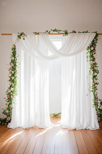 Miniatura 16 de Tela drapeada para arco de boda, 6 paneles de tela de gasa blanca, cortinas de telón de fondo transparente de 6 yardas para decoración de baby Blanco
