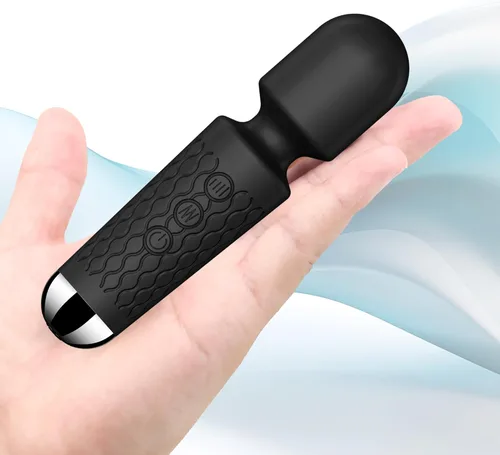 Potente mini masajeador inalámbrico, varita de masaje de vibración de mano para piernas de espalda y cuello, 8 velocidades, 20 modos, portátil para