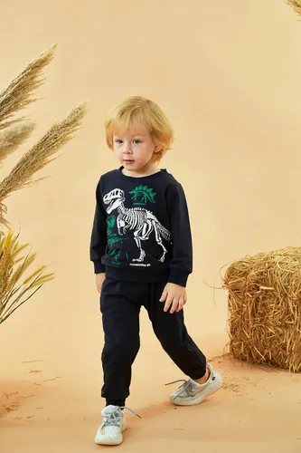 Miniatura 4 de HIHA Conjunto de sudadera de dinosaurio para niño pequeño, sudadera de manga larga, pantalones, ropa de primavera