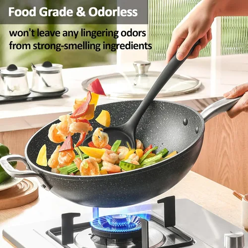 Miniatura 2 de Juego de utensilios de cocina de silicona, 15 piezas, resistentes al calor, utensilios de cocina antiadherentes con soporte, tornero, pinzas