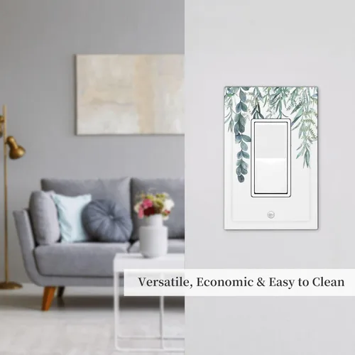 Miniatura 7 de Hojas de eucalipto, vegetación, flores de vid, sencillez, cubiertas decorativas de salida de 1 pandilla, placa de pared para interruptor de luz