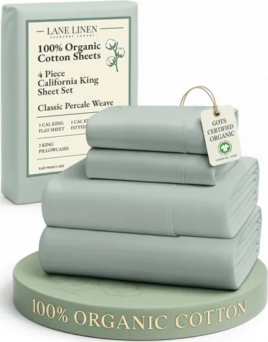 Miniatura 75 de LANE LINEN Sábanas 100% algodón orgánico para cama tamaño King, sábanas de percal suave, transpirables, de lujo, estilo hotelero, lavables a 09