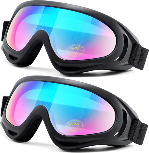 Miniatura 9 de Paquete de 2 gafas para motocicleta, ATV a prueba de polvo, para esquí, carreras, equitación, todoterreno, impermeable, motocross