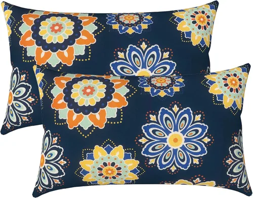 Miniatura 133 de LVTXIII Juego de 2 almohadas lumbares para patio, 12 x 20 pulgadas, resistentes a la decoloración, para exteriores con interiores, cojines lumbares