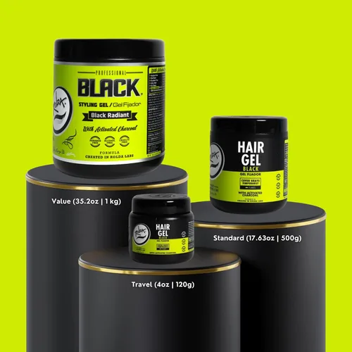 Miniatura 3 de Gel para el cabello negro Rolda para hombres - Gel de peinado de sujeción media con carbón activado para aspecto húmedo - Cubre las canas y realza