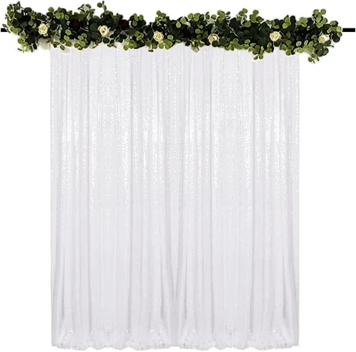 Miniatura 17 de Cortinas de fondo de lentejuelas negras con purpurina de 2 x 8 pies, 4 paneles para decoración de bodas, fiestas de cumpleaños, despedidas de Negro