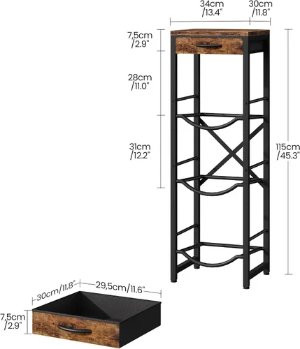 Miniatura 5 de CHOEZON Soporte para Jarra de Agua de 5 Galones, Soporte para Botella de Agua, Estante de Almacenamiento para Hervidor de 3 Niveles con Cajón, Negro