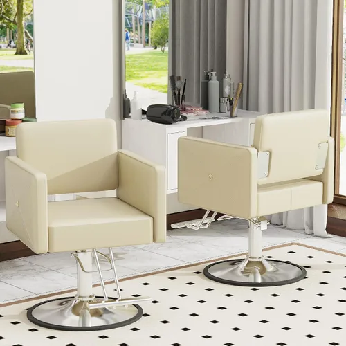 Miniatura 8 de LOUVIXA Sillas de Barbero para Estilista de Cabello, Silla de Salón Hidráulica Ajustable en Altura, Reclinable, Rotación de 360 Grados, Silla
