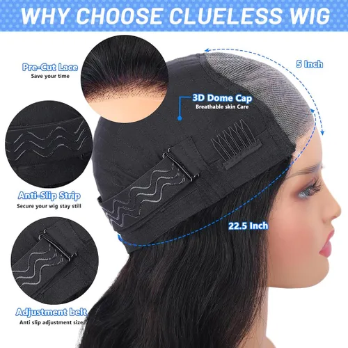 Miniatura 4 de Pelucas de cabello humano con cierre de encaje HD de 16 pulgadas, 5 x 5, pelucas de cabello humano sin pegamento listas para usar, pelucas