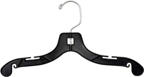 Miniatura 9 de NAHANCO Perchas de plástico para camisas para niños, peso superpesado, 12 pulgadas, negro con gancho negro (paquete de 100), fabricado en Estados
