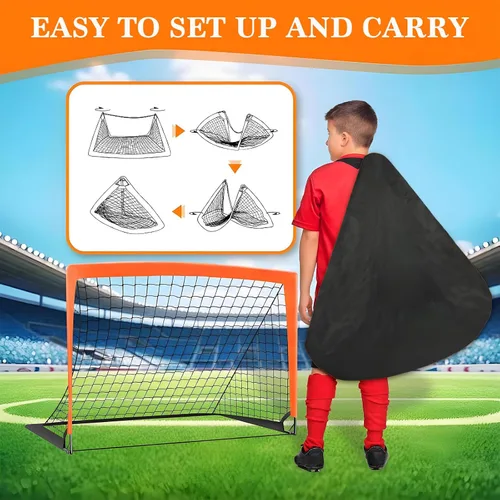 Miniatura 4 de Portería de fútbol para patio trasero, portería de fútbol desplegable de 4 x 3 pies, práctica para jóvenes, equipo de fútbol opcional con portería