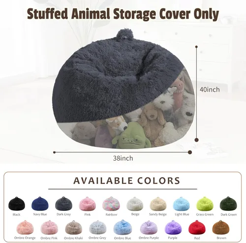 Miniatura 2 de Bean Bag Cover (No Filler) Soft Faux Fur Stuffed Animal Bean Bag Storage, Fluffy Plush Bean Bag Chair Cover Washable, Comfy Bean Bag Covers for Dark