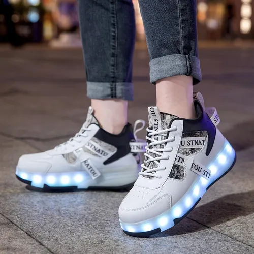 Miniatura 6 de HHSTS Zapatos de patinaje para niños mejorados con 16 luces LED, modelo de 4 ruedas iluminadas, para niños y niñas, tenis de moda para niños