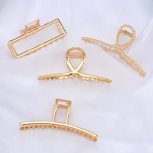Miniatura 6 de Parcce Paquete de 4 Pinzas Grandes de Metal para Cabello de Rizado Fino a Grueso, Pinzas Grandes de Color Dorado Antideslizantes de 4.3 Pulgadas