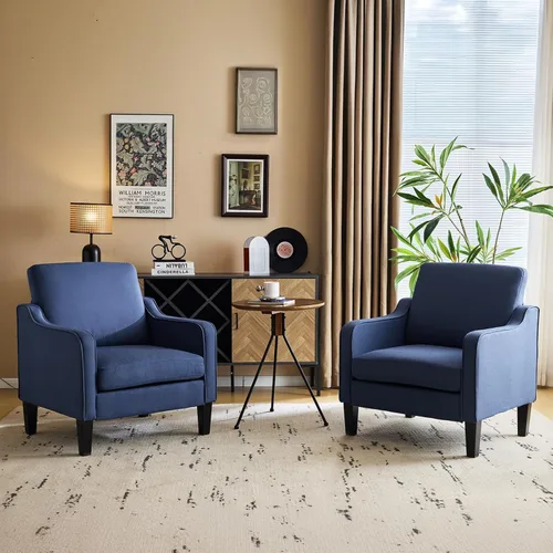 Miniatura 35 de VINGLI Juego de 2 Sillas de Acento Modernas, Sillas Beige para Sala de Estar, Sillón Cómodo para Dormitorio, Silla de Sofá Tapizada, Silla