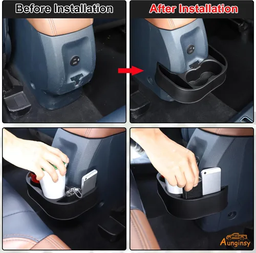 Miniatura 4 de Bandeja organizadora expansora para portavasos trasero de automóvil compatible con Ford Maverick 2022-2026, soporte de doble taza trasero