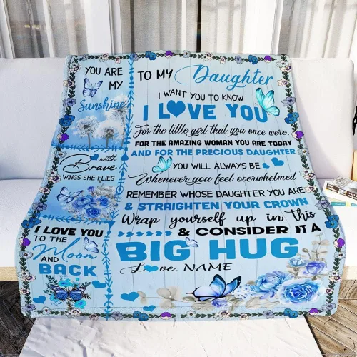 Miniatura 2 de Manta personalizada con texto en inglés «To My Daughter from Mom Dad Give You A Big Love Hug Butterfly Daughter Birthday»
