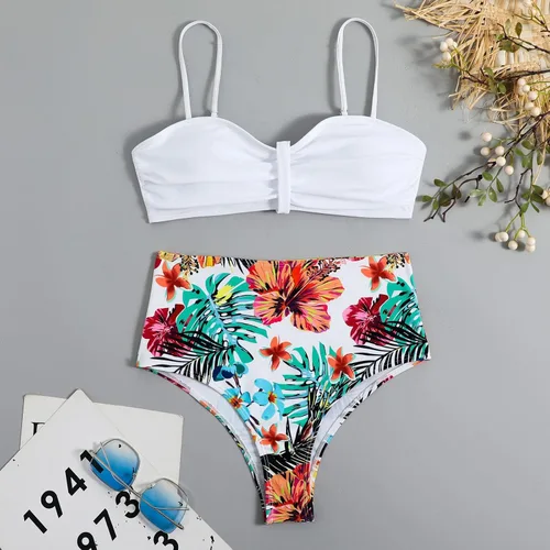 Miniatura 4 de JUNGE Bikini Set for Women Printed Bikinis Swimsuit Sexy Push Up Two Pieces Beach Bathing Suit Swimwear Mid Rise Bottom