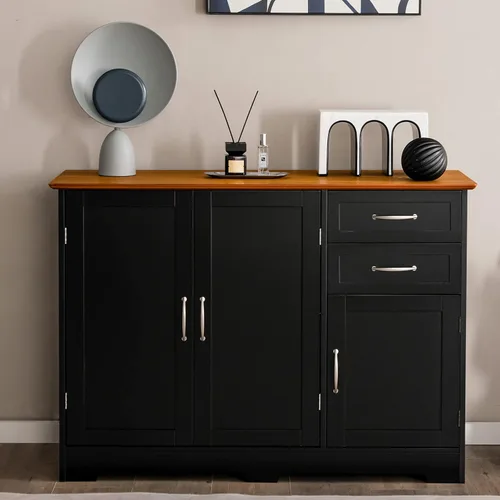 Miniatura 4 de Giantex Aparador de buffet Credenza - Armario de almacenamiento, mesa de consola de cocina, comedor, armario de entrada con armario de 2 puertas y 2