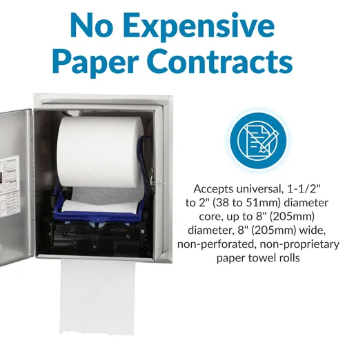 Miniatura 3 de Bobrick Dispensador automático de toallas de papel, semiempotrado, acero inoxidable con acabado satinado, sensor ajustable, luz de guía LED