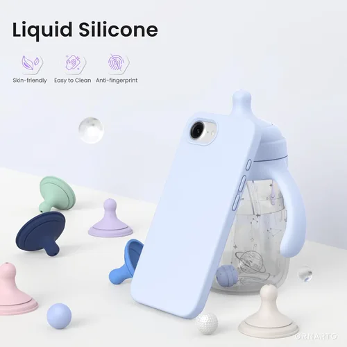 Miniatura 3 de ORNARTO Funda compatible con iPhone 16e de 6.1 pulgadas (2025), silicona líquida de 3 capas cubierta completa de goma de gel suave, funda protectora
