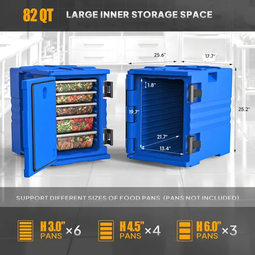 Miniatura 4 de ROVSUN Transportador de bandejas de alimentos aislado de 82 cuartos de galón, calentador de alimentos Hot Box para 5 bandejas de tamaño completo