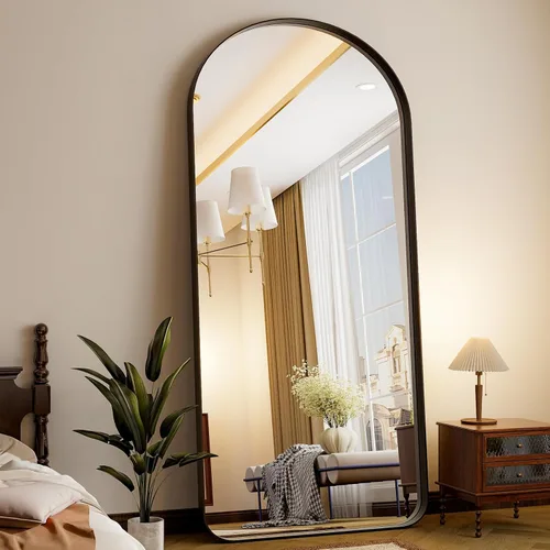 Miniatura 21 de Easly Espejo de Cuerpo Completo de Gran Tamaño, 76" x 34" Espejo Arqueado de Cuerpo Completo, Marco de Metal Negro, Espejo de Piso para Dormitorio