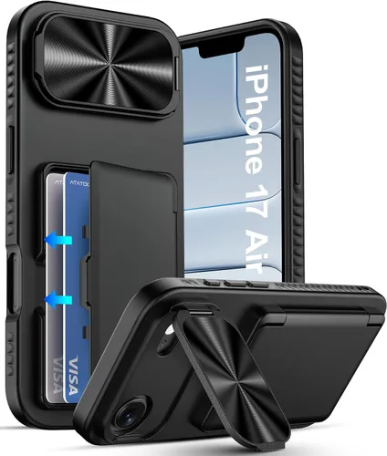 Miniatura 67 de ATATOO Funda para iPhone 17, tarjetero integrado (almacena 3-5 tarjetas) y funda para cámara deslizante y bloqueo RFID, protección de grado militar