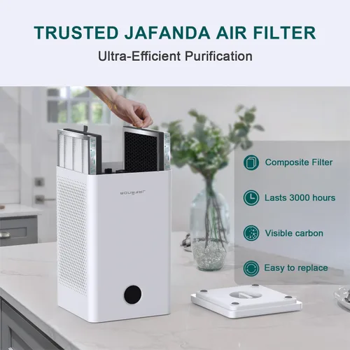 Miniatura 4 de Jafanda Purificador de aire 2 filtros de repuesto, True HEPA 13 10.58 oz de carbón activado, hecho para JF260, purificadores de aire, filtro de aire