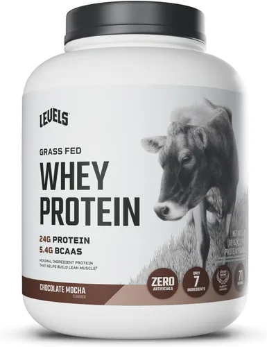 Miniatura 13 de Levels - Polvo de proteína de suero alimentado con pasto, sin artificiales, 24G de proteína, chocolate puro, 2 libras