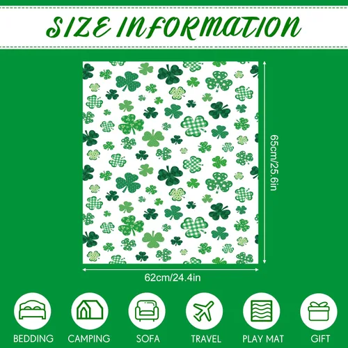 Miniatura 3 de Newwiee Manta del Día de San Patricio, manta de tréboles de la suerte y tréboles verdes, manta de franela de franela para el día de San Patricio