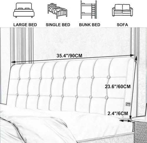 Miniatura 7 de Almohada de lectura con respaldo de cabecera rectangular, cojín de respaldo de cuña grande para reposo en cama, cojín extraíble para dormitorio