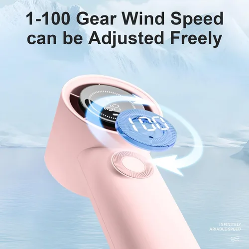 Miniatura 5 de Ventilador turbo portátil de mano con batería recargable USB de 3600 mAh, 100 velocidades, tiempo de enfriamiento máximo de 26 horas, mini Rosa