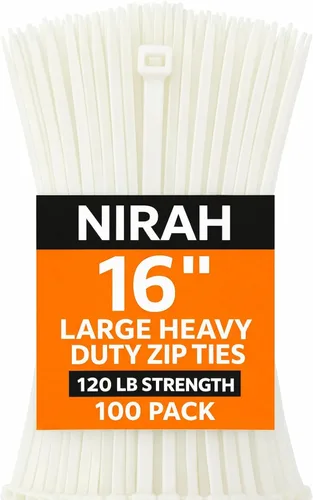 Bridas grandes de 16 pulgadas, transparentes, 120 libras, resistencia a la tracción, ataduras de nailon PA 66. Resistente a los rayos UV, Blanco
