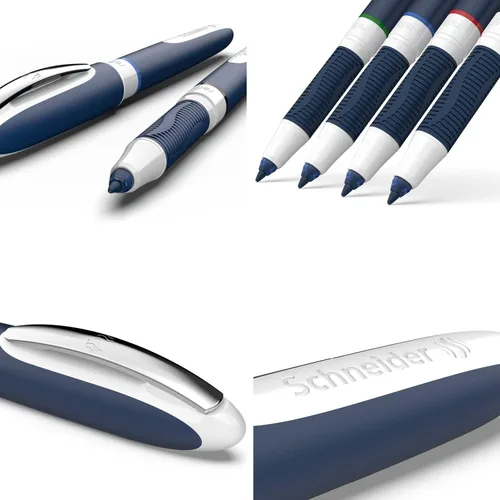 Miniatura 3 de Schneider One Change 183703 - Bolígrafo de punta ultra suave de 0.024 in, barril azul/blanco, tinta azul, caja de 5 bolígrafos
