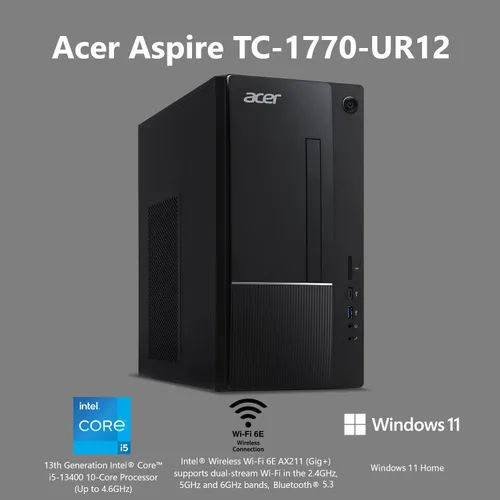 Miniatura 2 de acer Aspire TC-1770-UR12 - Procesador Intel Core i5-13400 de 10 núcleos de 13ª generación DDR4 de 16 GB 3200 MHz SSD M.2 2280 PCIe Gen 4 de 512
