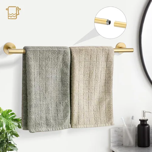 Miniatura 2 de TURS Juego de 5 piezas de accesorios de baño cepillado dorado, juego de barra de toalla de baño de acero inoxidable SUS304 de 61 cm, kit de Brusehd