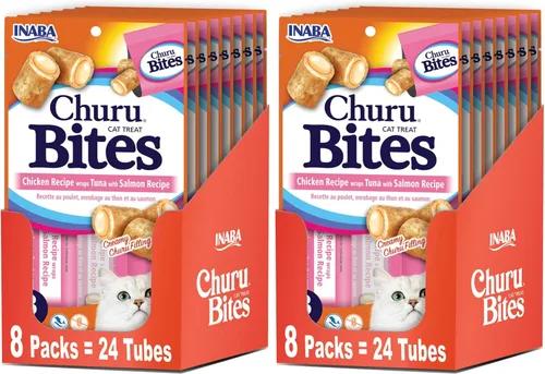 Miniatura 11 de INABA Churu Bites para gatos, golosinas para gatos horneadas y suaves rellenas de pollo con vitamina E, 0.35 onzas cada tubo, 24 tubos en total