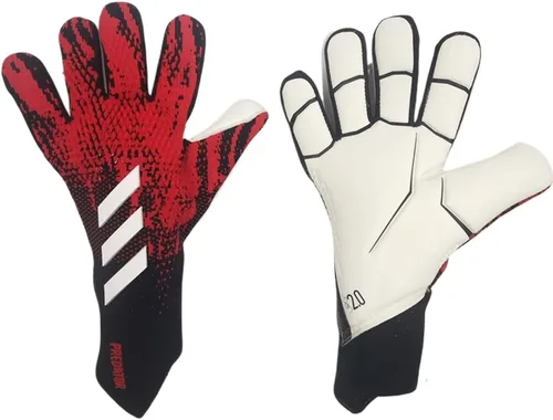 Guantes de portero de fútbol, guantes de entrenamiento de portero, agarre fuerte, antideslizantes y transpirables para adultos y niños negro rojo