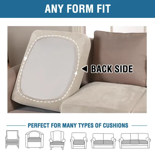 Miniatura 5 de H.VERSAILTEX - Funda de cojín elástica de terciopelo para sofá, funda de cojín de felpa para silla, sofá de dos asientos, protector de muebles