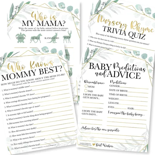 Miniatura 15 de Hadley Designs Juegos de baby shower para 25 invitados - Divertido juego de baby shower, divertido juego de baby shower para niñas y niños, género