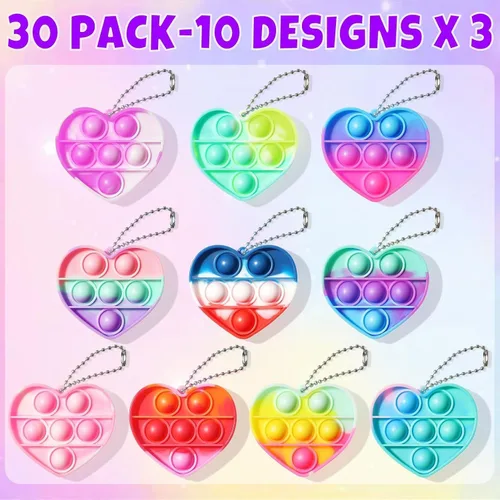 Miniatura 3 de Qinline Paquete de 30 regalos de cumpleaños para niños – Mini juguete antiestrés de corazón con tarjetas de regalo para niños y niñas, regalos