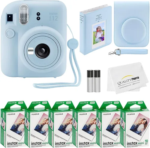 Miniatura 8 de Fujifilm Cámara instantánea Instax Mini 12 + 60 impresiones fotográficas + paquete de calidad fotográfica, funda, calcomanías decorativas, marcos