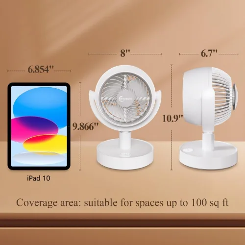 Miniatura 9 de Ventilador de circulación de aire portátil recargable, temporizador, oscilante, potente y silencioso, 5 velocidades, ventiladores de escritorio